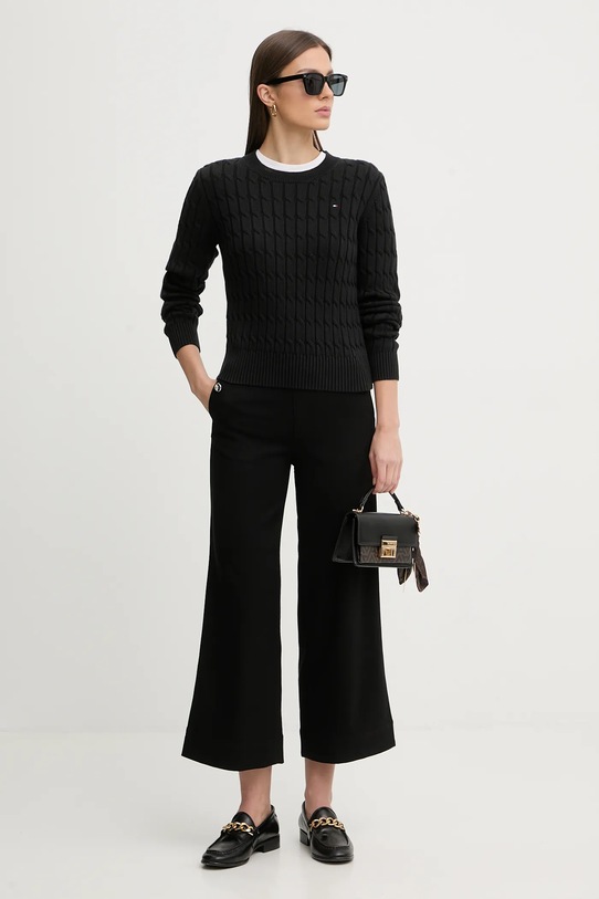 Bombažen pulover Tommy Hilfiger WW0WW47644 črna SS26