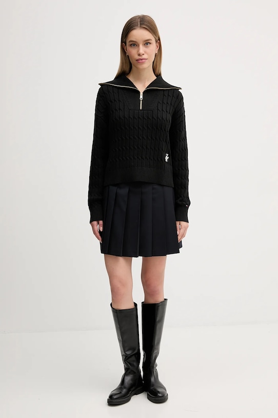 Tommy Hilfiger sweter bawełniany WW0WW47643 czarny SS26