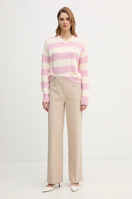 Πουλόβερ από κασμίρ Tommy Hilfiger WW0WW47655 ροζ SS26