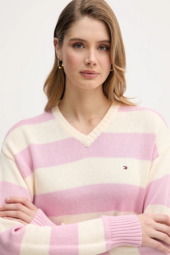 Πουλόβερ από κασμίρ Tommy Hilfiger ροζ WW0WW47655