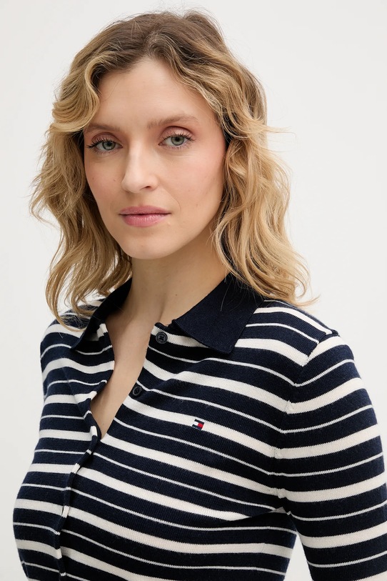 Tommy Hilfiger kardigan z dodatkiem wełny granatowy WW0WW48448