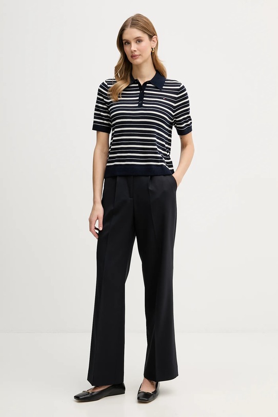 Tommy Hilfiger sweter z dodatkiem wełny WW0WW48450 granatowy SS26