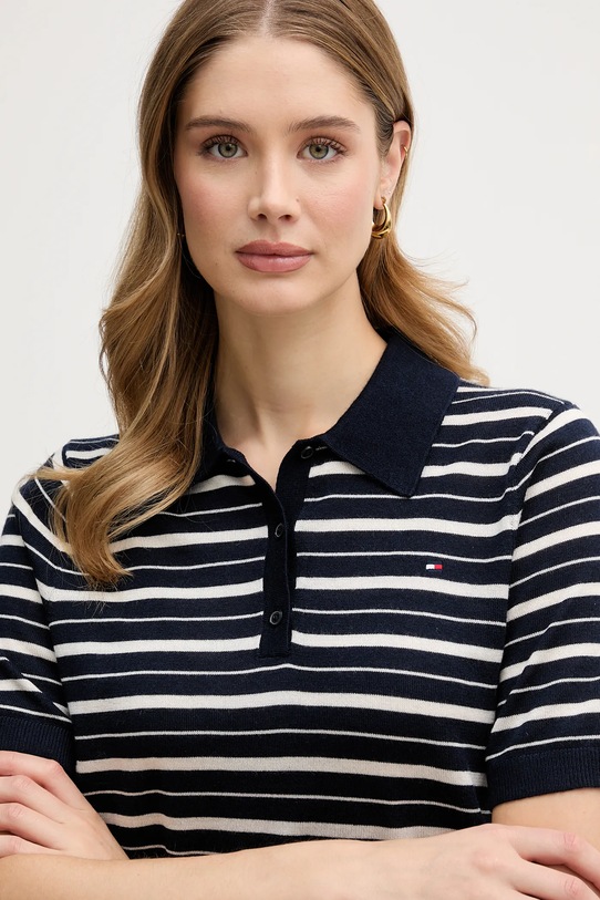 Tommy Hilfiger sweter z dodatkiem wełny granatowy WW0WW48450