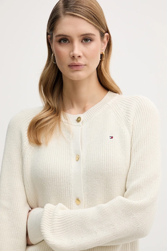 Bombažna jopica Tommy Hilfiger bež WW0WW48795