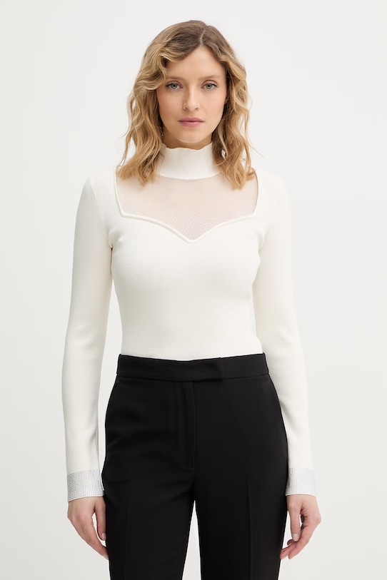 Guess pulóver LUCY aplikációval bézs W6RR45.Z4842