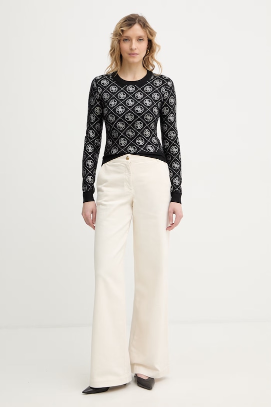 Guess gyapjúkeverék pulóver 4G W6RR66.Z3JD2 fekete SS26