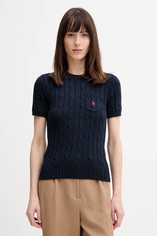 Polo Ralph Lauren sweter bawełniany bawełna granatowy 211971873