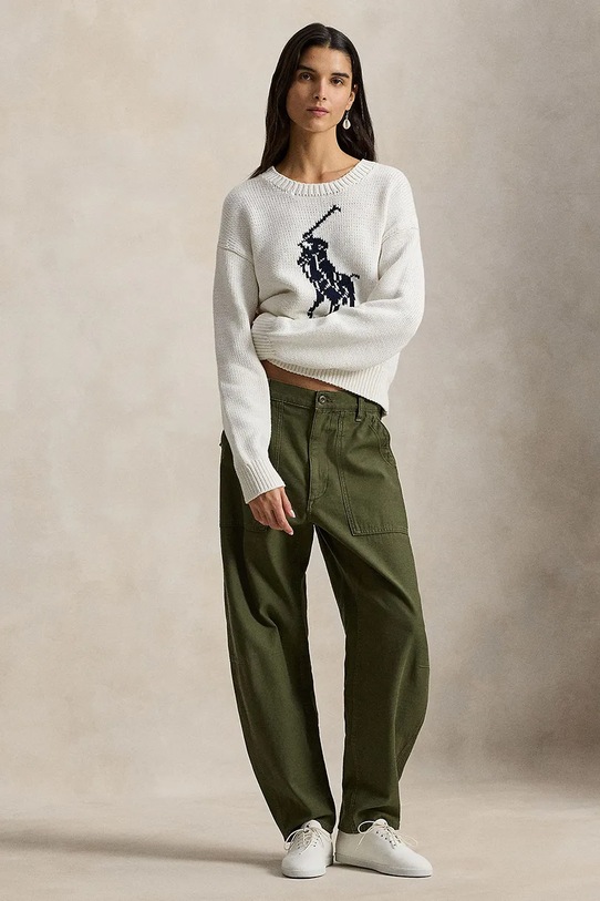 Odzież Polo Ralph Lauren sweter bawełniany 211A96234 biały