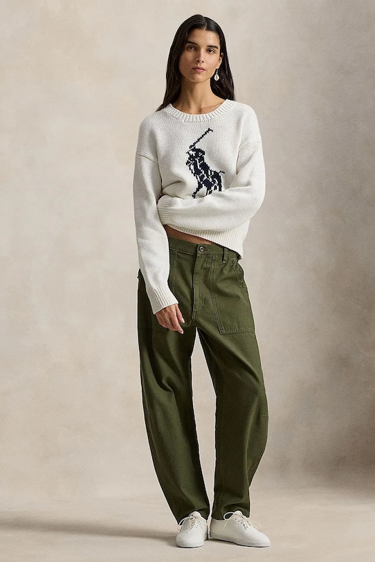 Odzież Polo Ralph Lauren sweter bawełniany 211A96234 biały