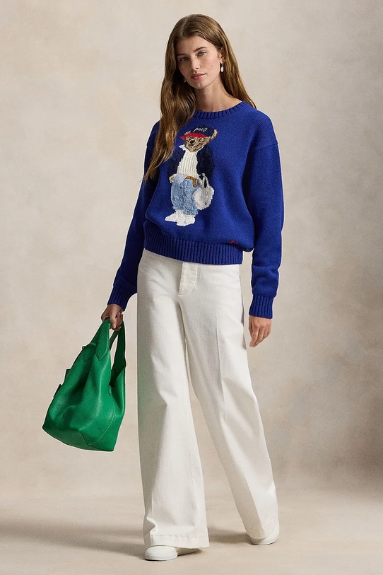 Одежда Хлопковый свитер Polo Ralph Lauren 211A96238 тёмно-синий