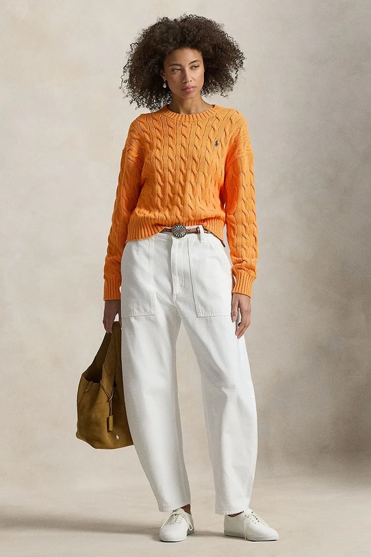 Odzież Polo Ralph Lauren sweter bawełniany 211A96245 pomarańczowy