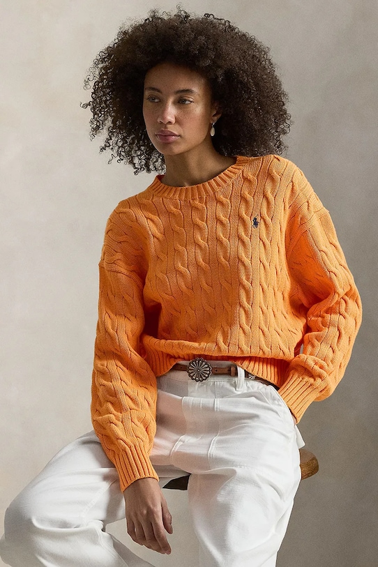 Polo Ralph Lauren sweter bawełniany 211A96245 pomarańczowy