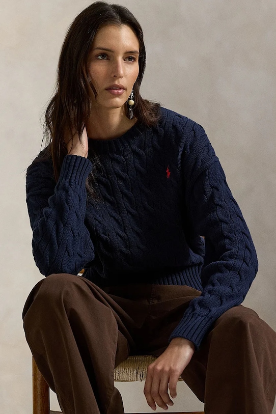 Бавовняний светр Polo Ralph Lauren 211A96245 темно-синій