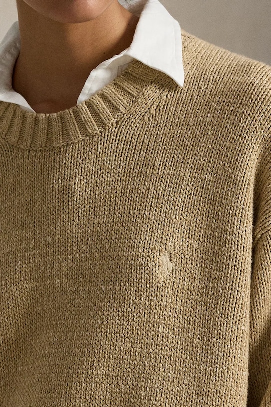 Bavlnený sveter Polo Ralph Lauren hnedá 211A96252