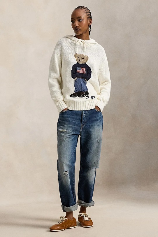 Odzież Polo Ralph Lauren sweter z dodatkiem lnu 211A96253 beżowy