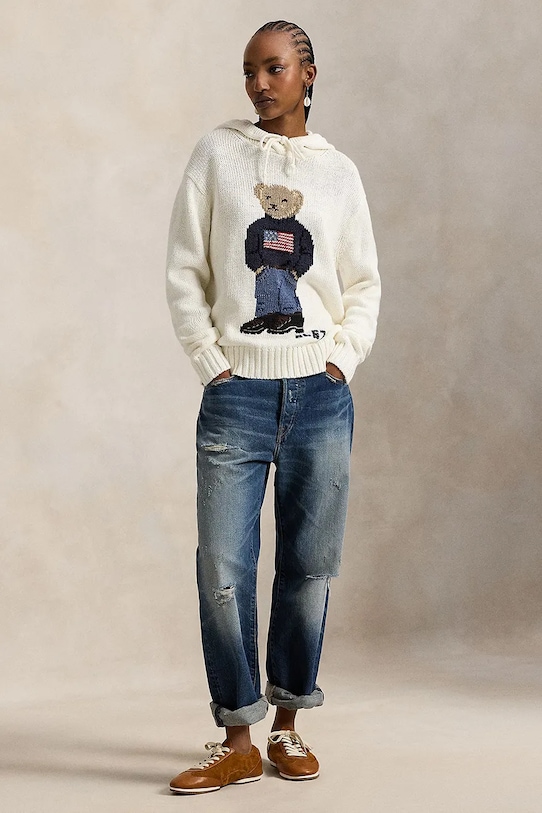 Odzież Polo Ralph Lauren sweter z dodatkiem lnu 211A96253 beżowy