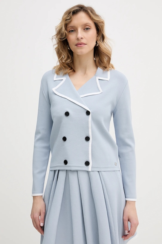 Kardigan Karl Lagerfeld V výstřih modrá B1W18004