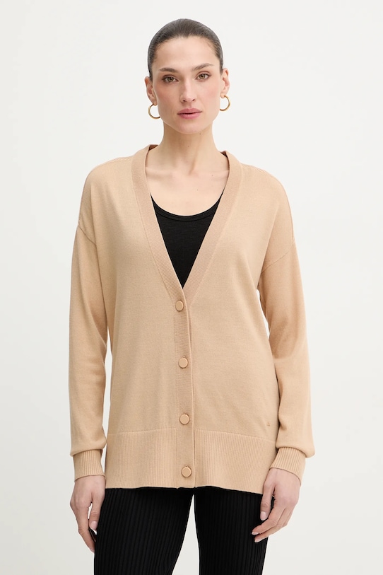 Armani Exchange kardigan z dodatkiem wełny szpic beżowy XW001879.AF11956