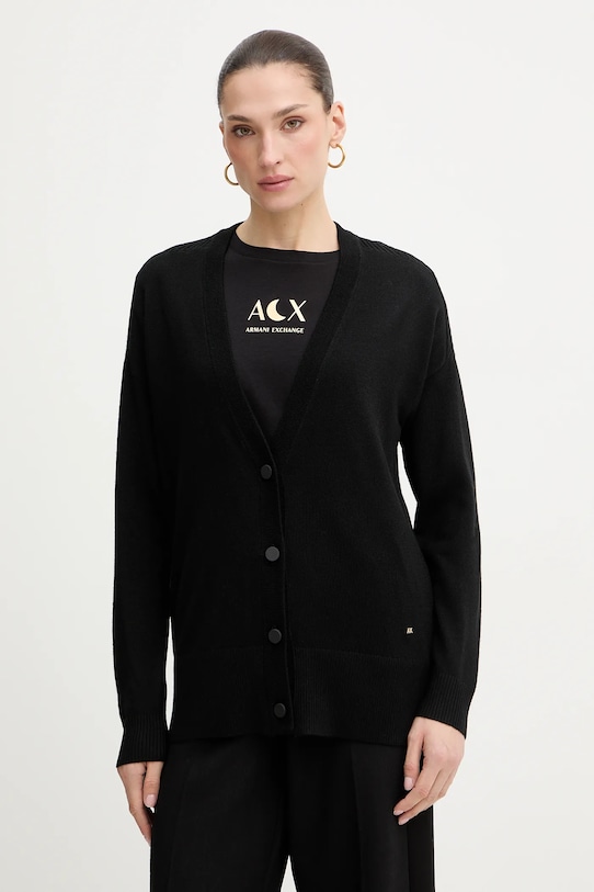 Armani Exchange kardigan z dodatkiem wełny szpic czarny XW001879.AF11956