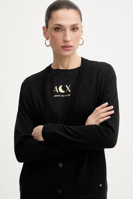 Armani Exchange kardigan z dodatkiem wełny czarny XW001879.AF11956