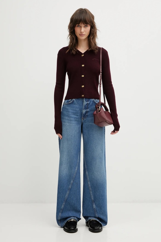 GANNI kardigan wełniany A1070117 A1070117 bordowy