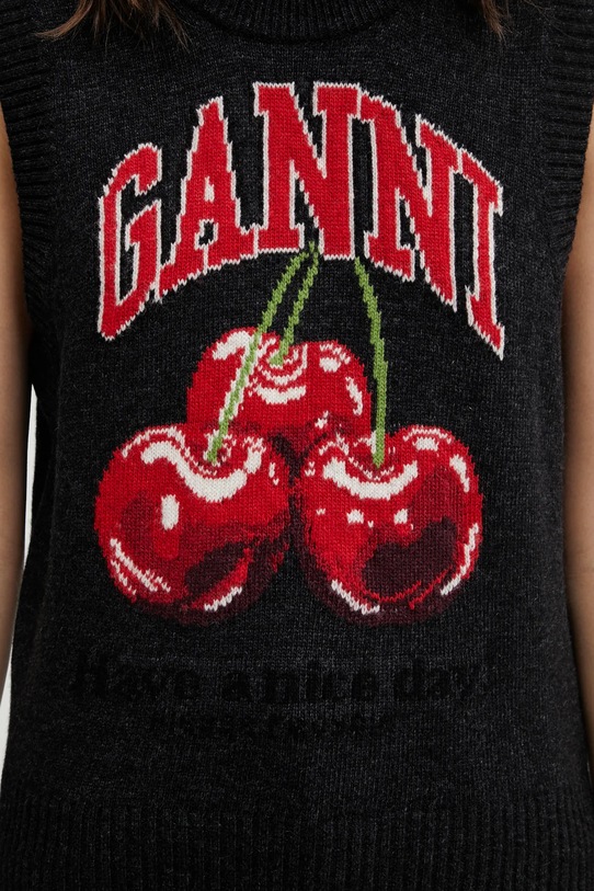 GANNI kamizelka z dodatkiem wełny A1070264 czarny A1070264