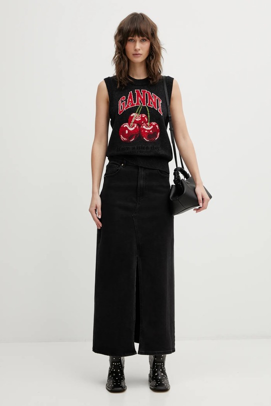 GANNI kamizelka z dodatkiem wełny A1070264 A1070264 czarny