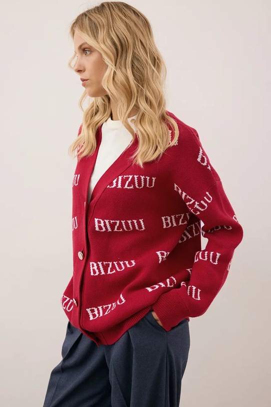 Bizuu kardigan bawełniany KYLE KYLE.BORDOWY bordowy SS26