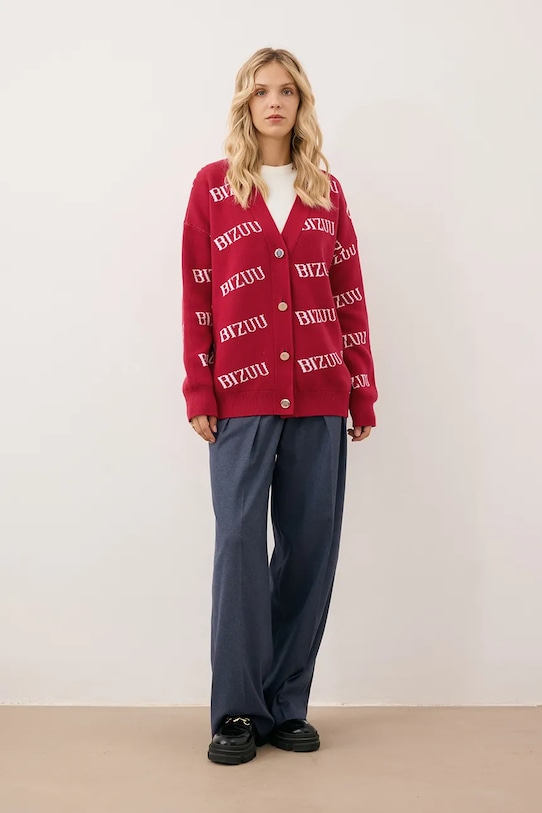 Bizuu kardigan bawełniany KYLE bordowy KYLE.BORDOWY