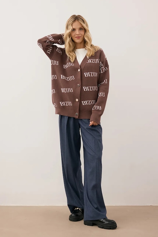 Bizuu kardigan bawełniany KYLE brązowy KYLE.BRAZOWY