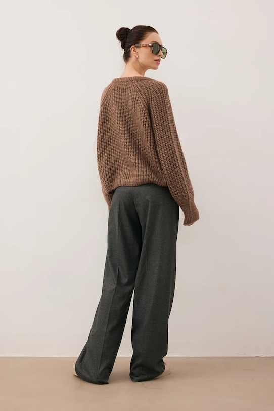 Odzież Bizuu kardigan z domieszką wełny ORNAMY ORNAMY.BRAZOWY brązowy