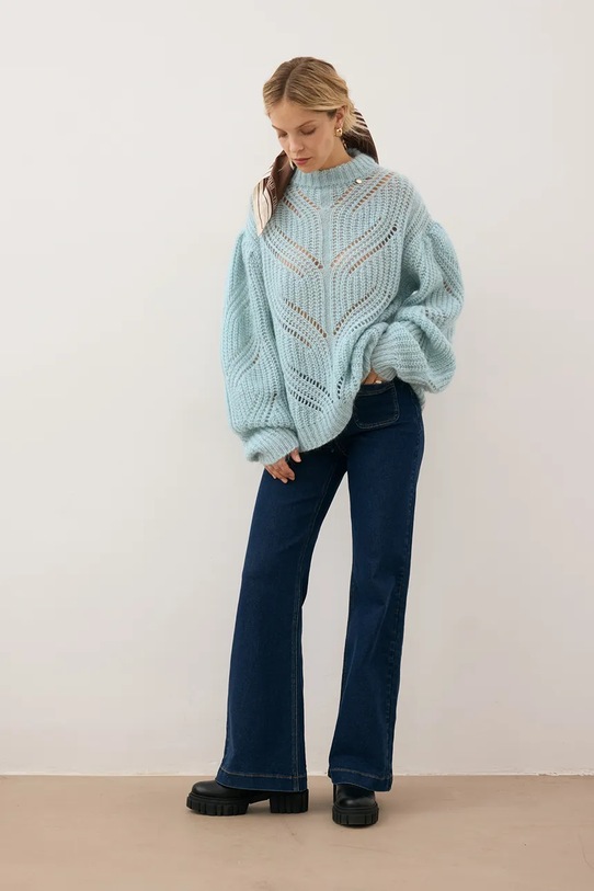 Odzież Bizuu sweter z dodatkiem wełny ROSSO ROSSO.BLEKITNY niebieski