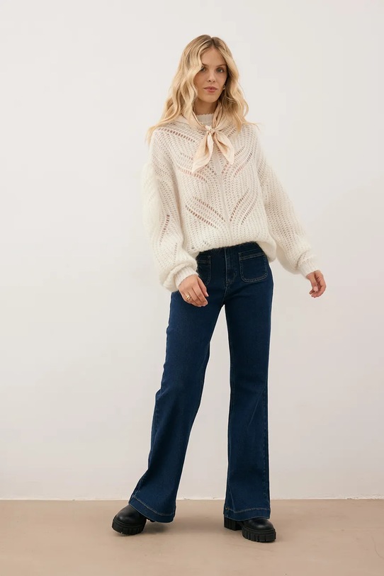 Bizuu sweter z dodatkiem wełny ROSSO beżowy ROSSO.KREMOWY