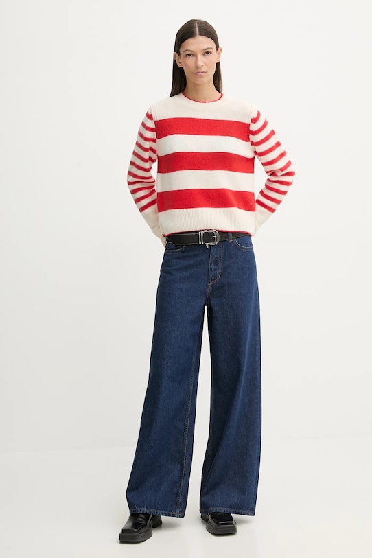 Marc O'Polo sweter wełniany 600605460243 beżowy SS26