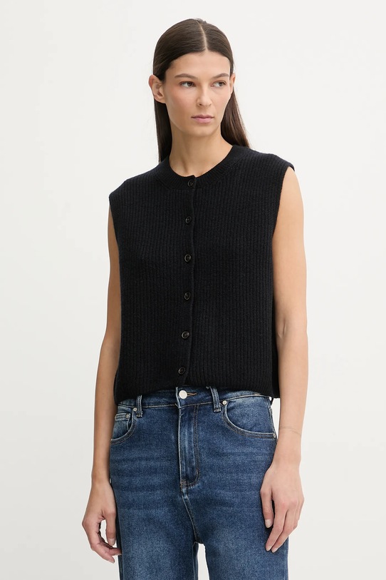 Marc O'Polo kamizelka z dodatkiem wełny okrągły granatowy 600609065023