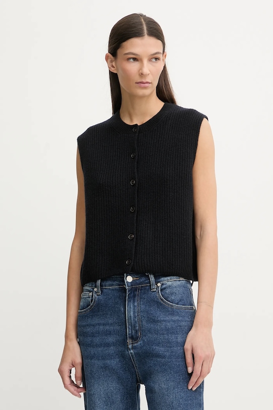 Marc O'Polo kamizelka z dodatkiem wełny okrągły granatowy 600609065023