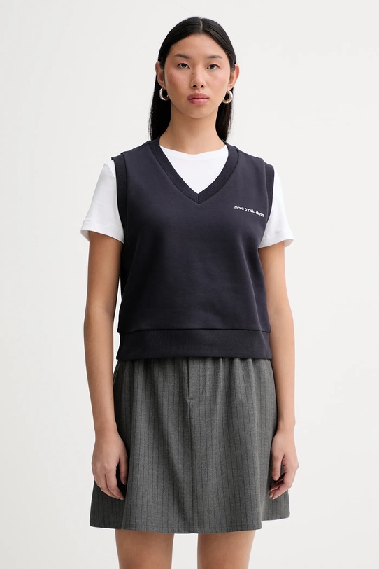 Marc O'Polo kamizelka bawełniana nadruk granatowy 5000007595