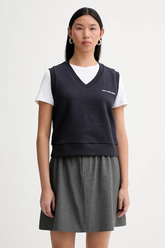 Marc O'Polo kamizelka bawełniana nadruk granatowy 5000007595