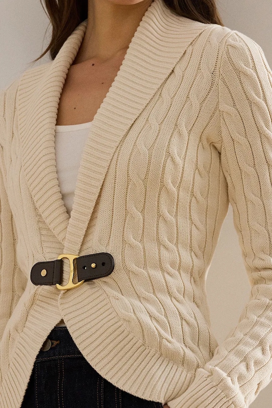 Lauren Ralph Lauren kardigan bawełniany beżowy 200P03473