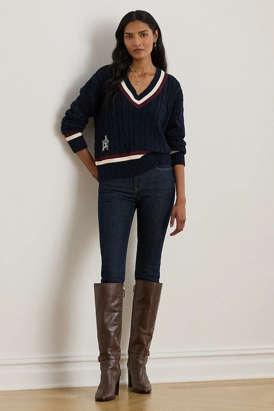 Odzież Lauren Ralph Lauren sweter bawełniany 200P03474 granatowy