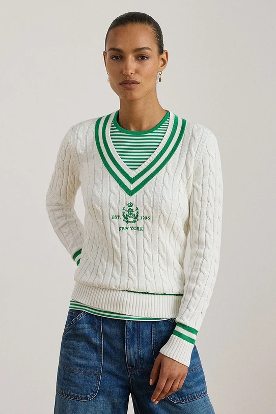 Lauren Ralph Lauren sweter bawełniany szpic biały 200P07026