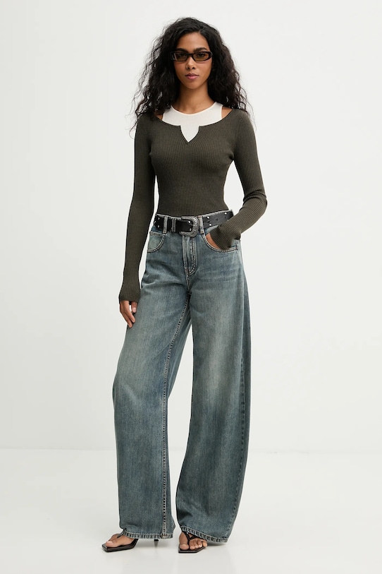 Miss Sixty sweter z dodatkiem wełny 6S3RJ33800 zielony SS26