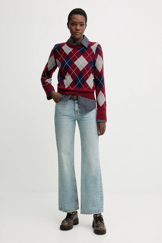 Miss Sixty sweter wełniany 6S4RJ17300 bordowy SS26