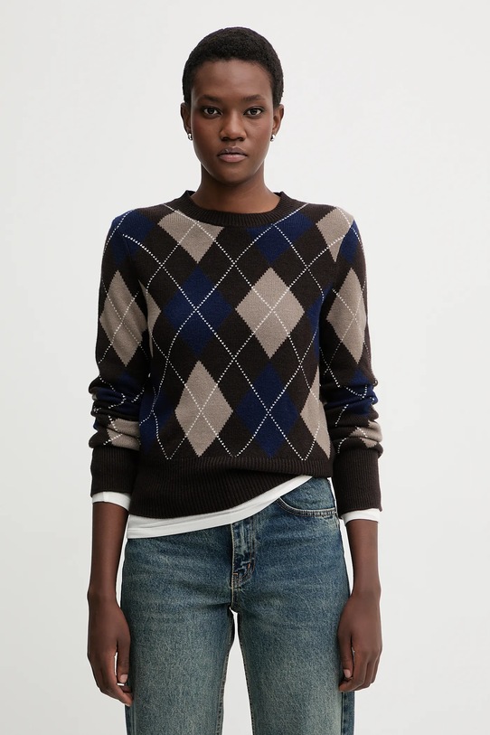 Miss Sixty sweter wełniany okrągły brązowy 6S4RJ17300