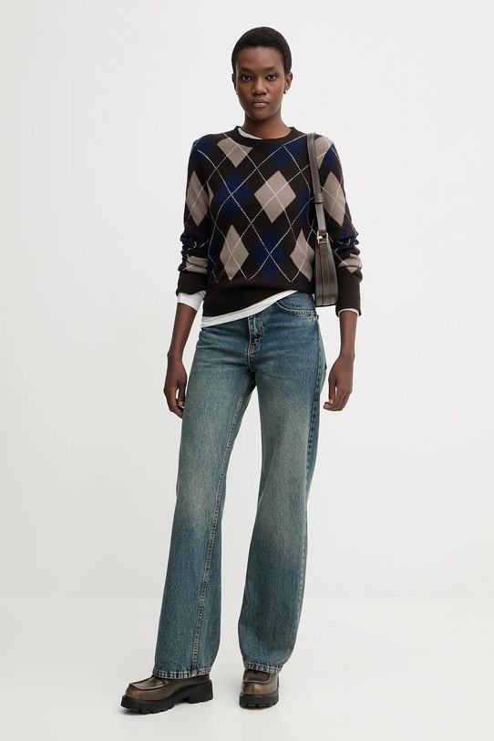 Miss Sixty sweter wełniany 6S4RJ17300 brązowy SS26