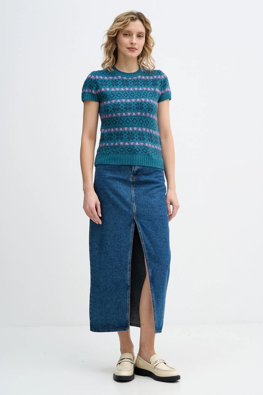 United Colors of Benetton sweter z dodatkiem wełny x Stranger Things 171RE10EN turkusowy SS26