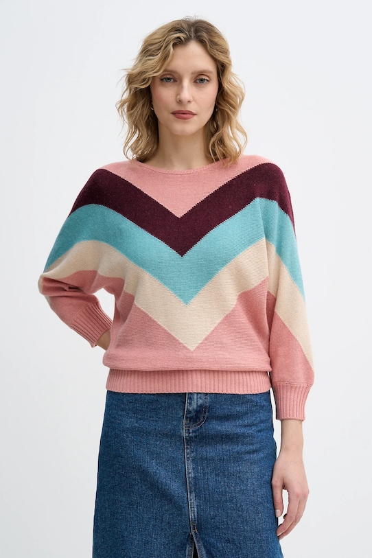 United Colors of Benetton sweter z dodatkiem wełny x Stranger Things okrągły różowy 1VUDE10EP