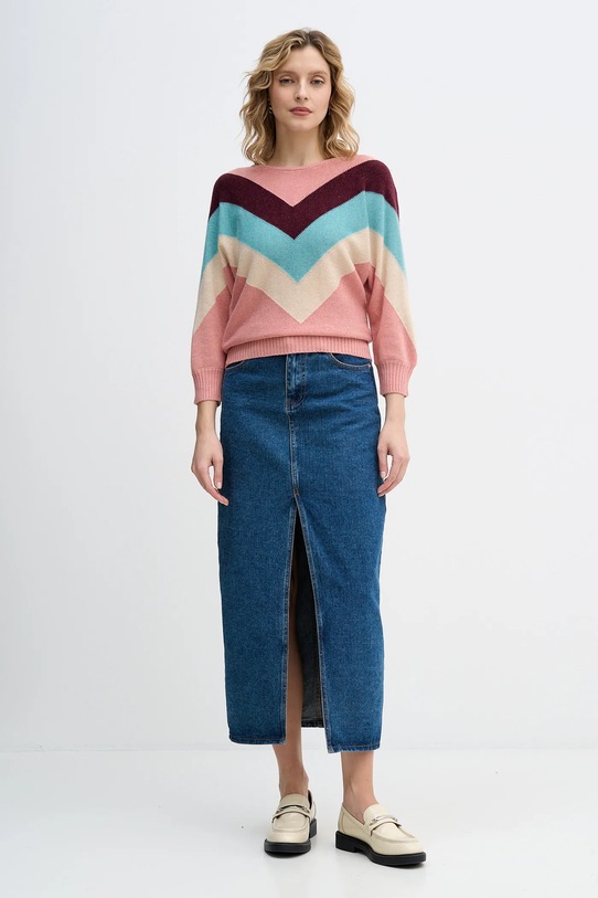 United Colors of Benetton sweter z dodatkiem wełny x Stranger Things 1VUDE10EP różowy SS26