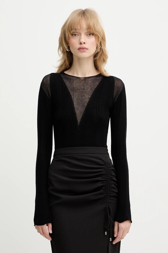 Pinko sweter z dodatkiem wełny cienka czarny 106317.A34B