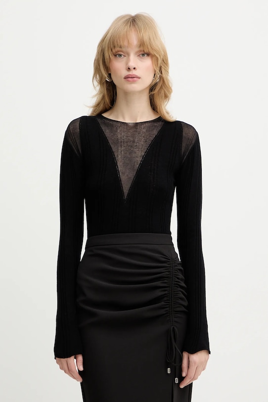 Pinko sweter z dodatkiem wełny cienka czarny 106317.A34B